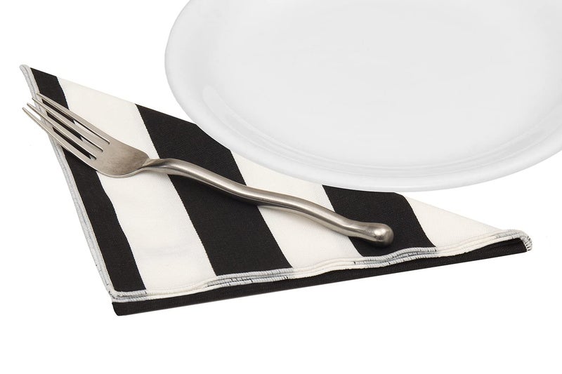 Decorative Things Black Napkins Cloth Fabric Table Linen DÃ©cor, Use for Black and White Wedding Reception, Dinner Party, Soft, Washable, Reusable, 18", Striped, Set of 4 - Image 5